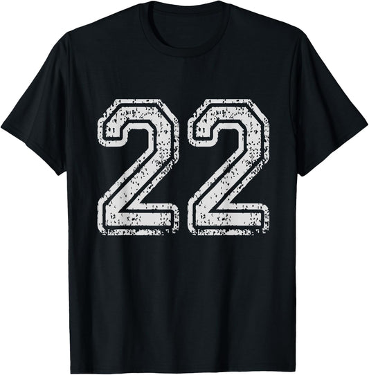 Team Jersey Uniforms Number 22 School Sports 22nd Birthday T-Shirt - T-Shirt | Black