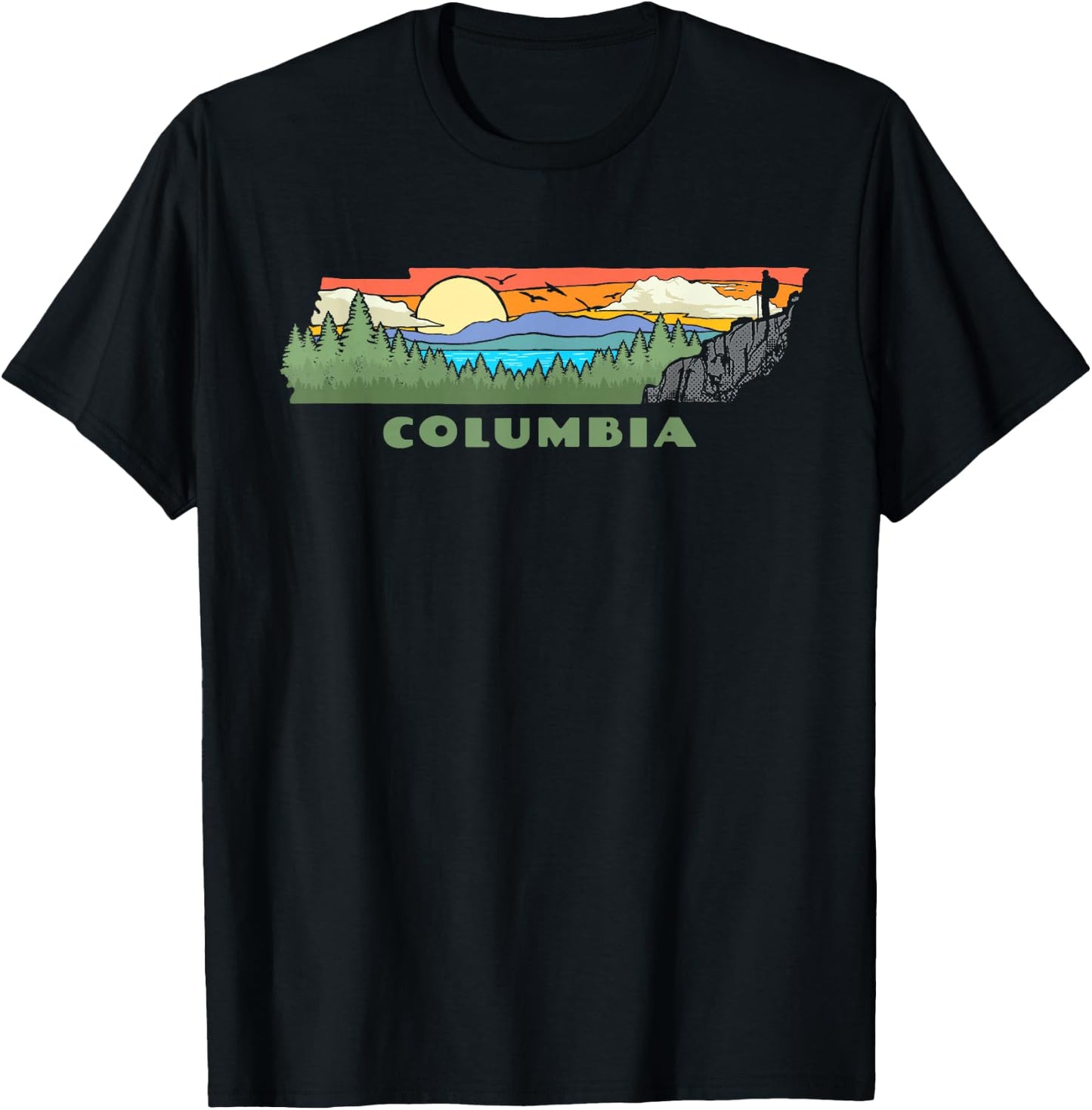Columbia Tennessee Nature Outdoor Hiking Retro T-Shirt - T-Shirt | Black