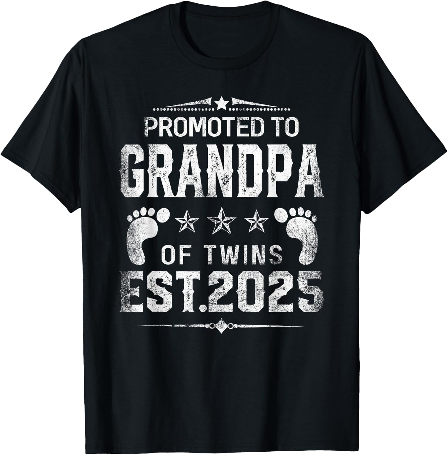Promoted to Grandpa of twins 2025 New Grandpa Father's day T-Shirt - T-Shirt | Black