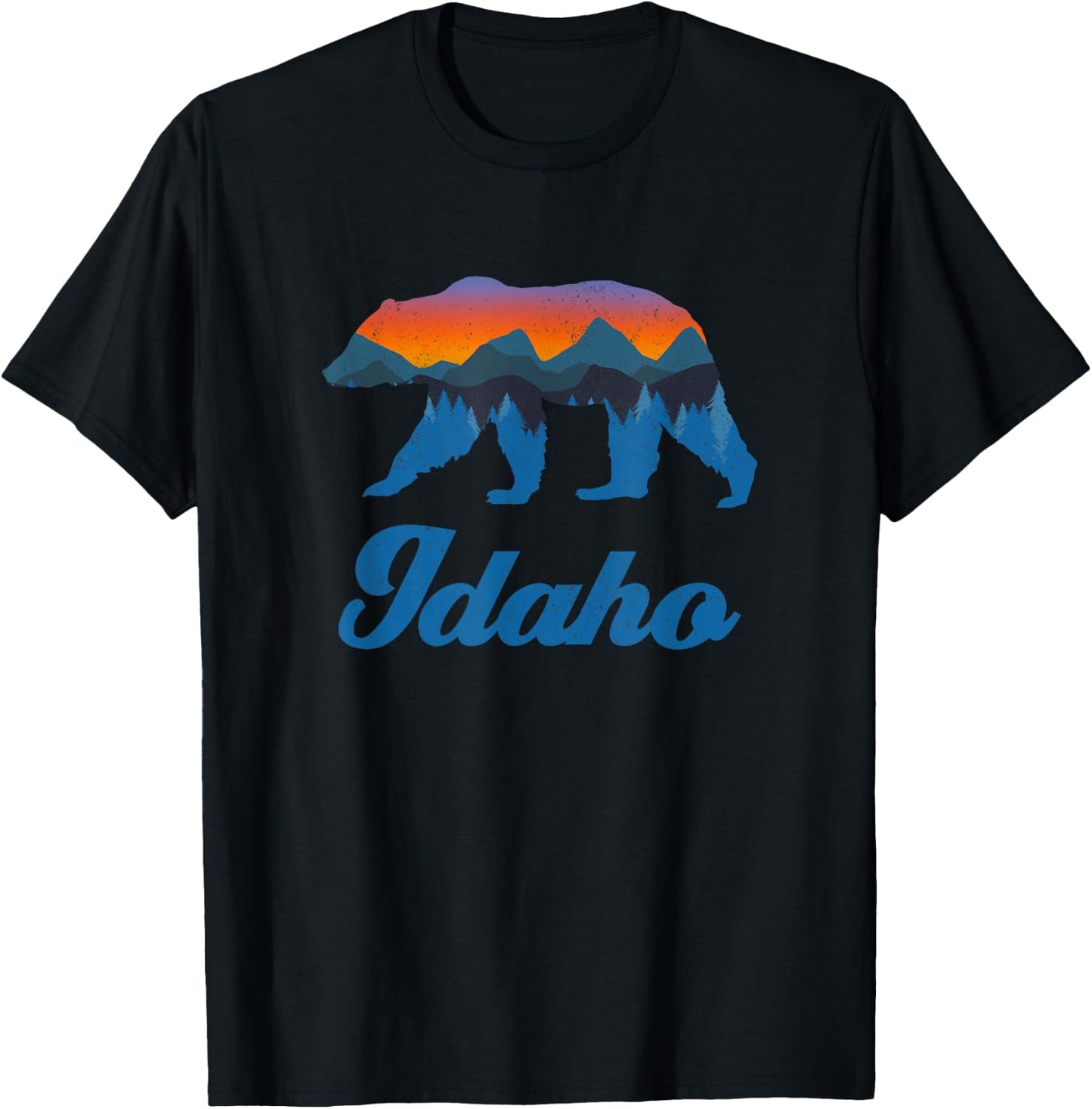 Vintage Idaho Power Bear Forest Grizzly Proud Outdoor Scenic T-Shirt - T-Shirt | Black