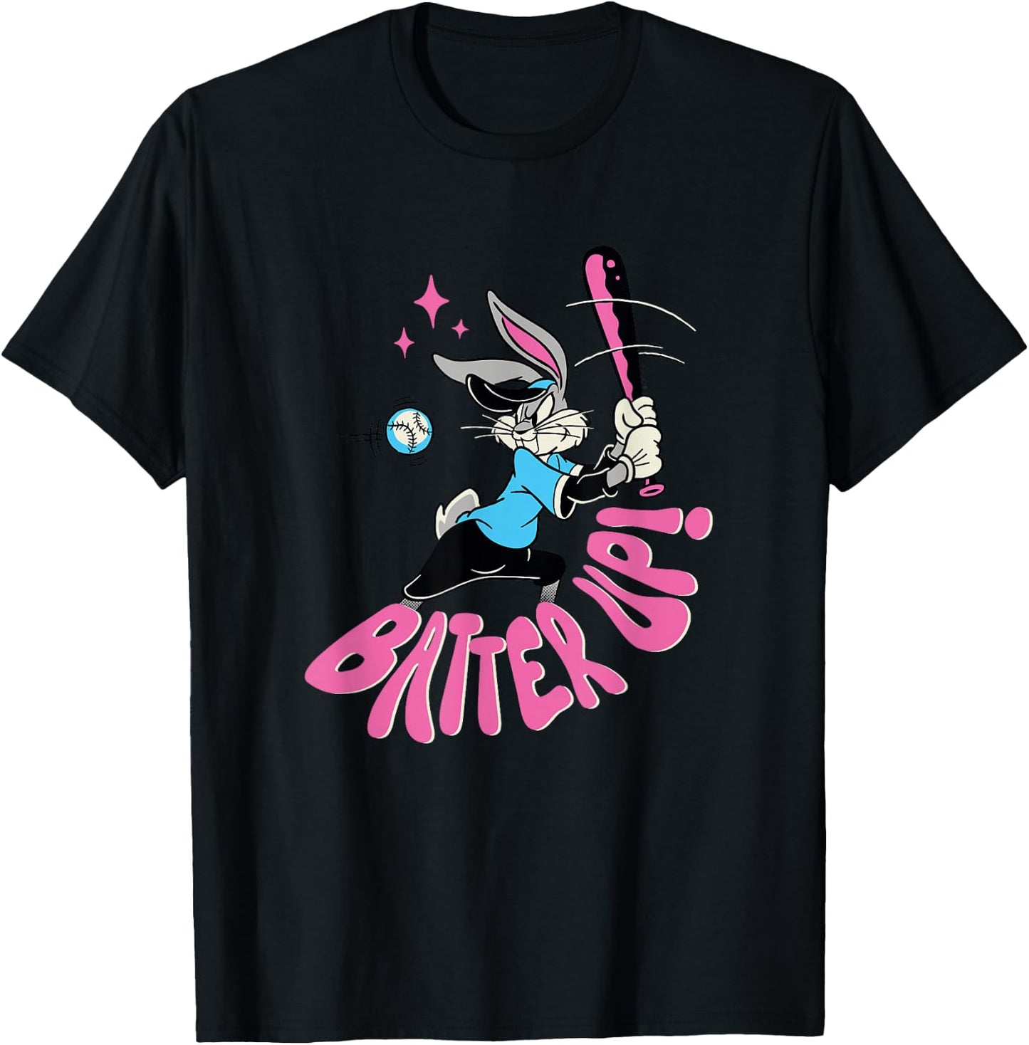 Looney Tunes Bugs Bunny Retro Vintage Baseball Batter Up T-Shirt - T-Shirt | Black