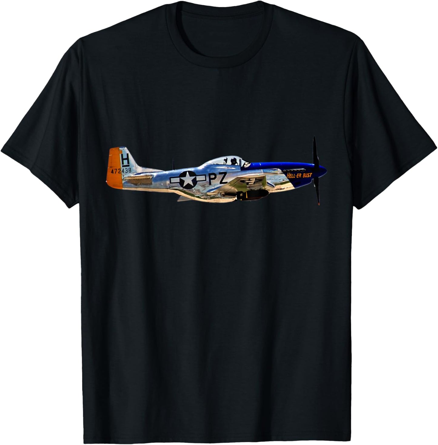 P-51 Mustang WWII Fighter Plane US Military Aviation History T-Shirt - T-Shirt | Black
