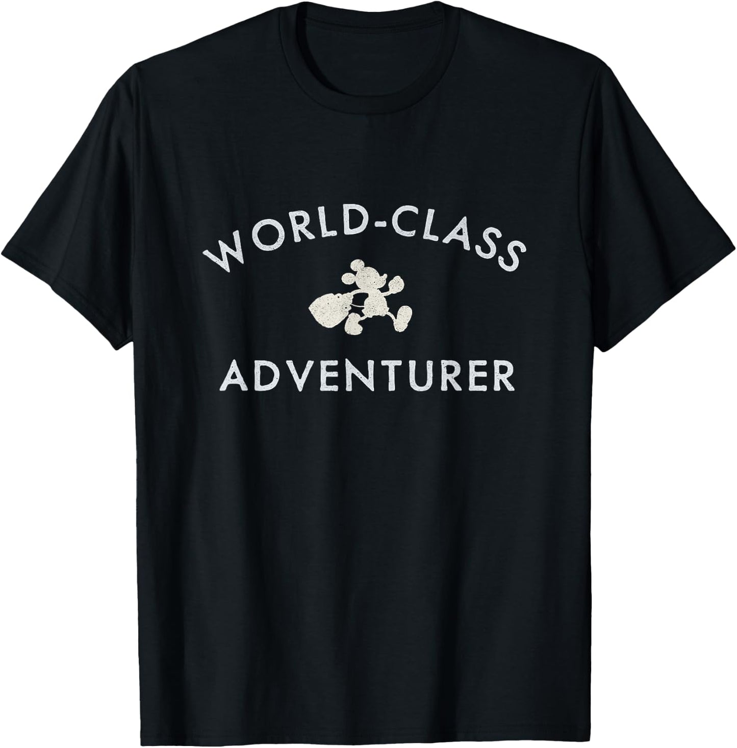 Disney Mickey And Friends World Class Adventurer Retro Logo T-Shirt - T-Shirt | Black