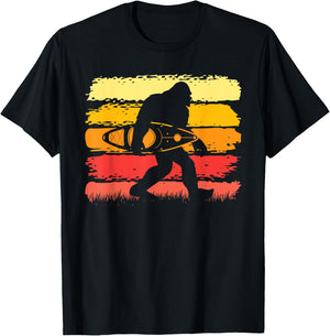 Retro Bigfoot Kayak Vintage Sasquatch Kayaking T-Shirt - T-Shirt | Black
