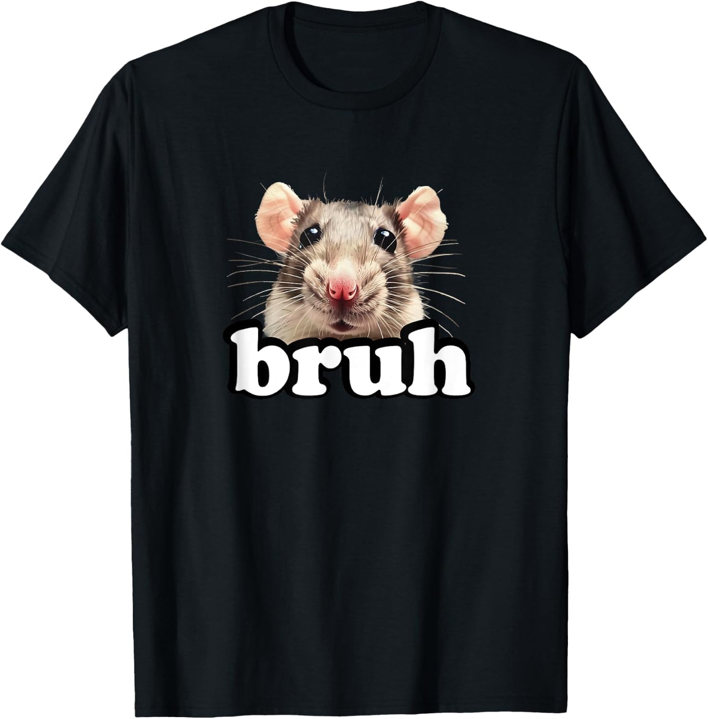 Fancy Rat Rodent Owner Gifts Shirts & Kids Bruh Pet Rat Lover Black Small Modern Round Collar Short Sleeve T-Shirt - T-Shirt | Black