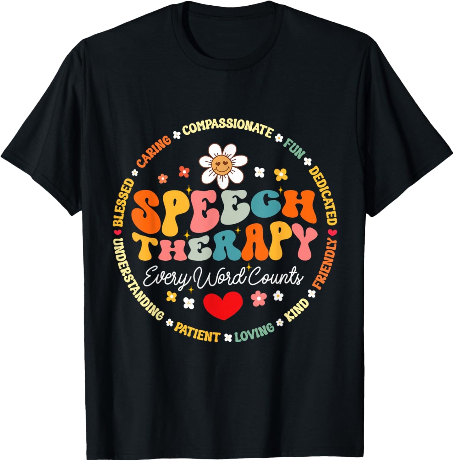 School Speech Therapy Every Word Counts SLP Pathologist T-Shirt - T-Shirt | Black