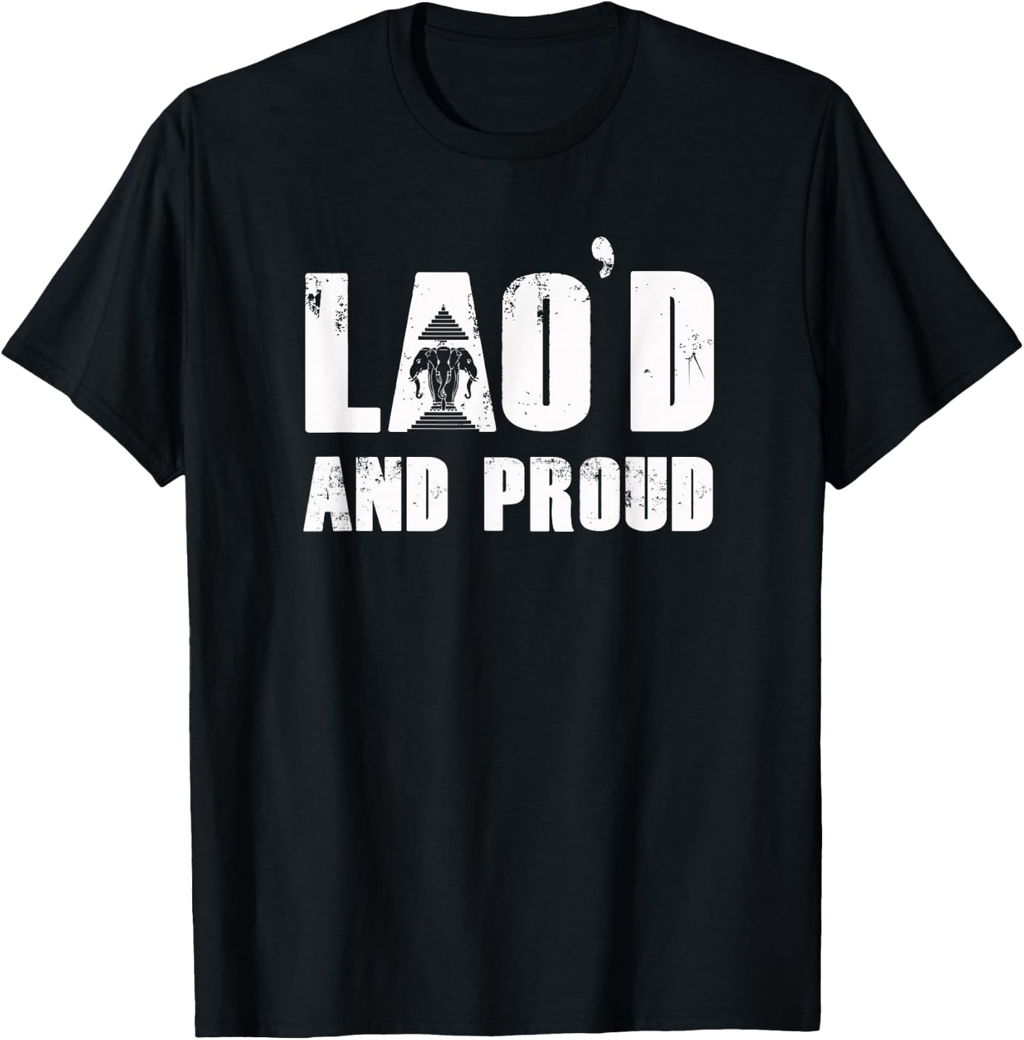 Lao Designs by RespekDis | Lao'D and Proud | -Adults | Black | Small | Short Sleeve | | Cultural | Gift T-Shirt - T-Shirt | Black