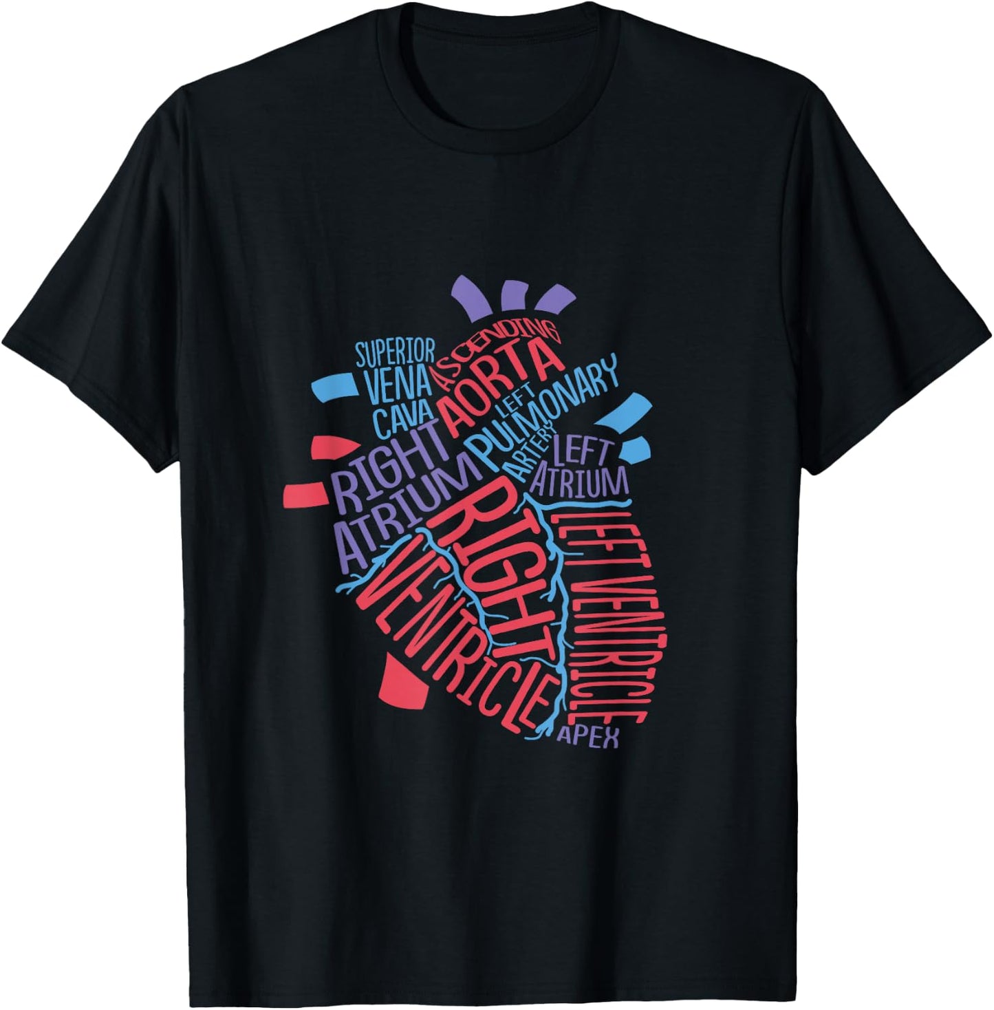 Anatomical Human Heart Cardiology Medical Cardiac Nurse T-Shirt - T-Shirt | Black