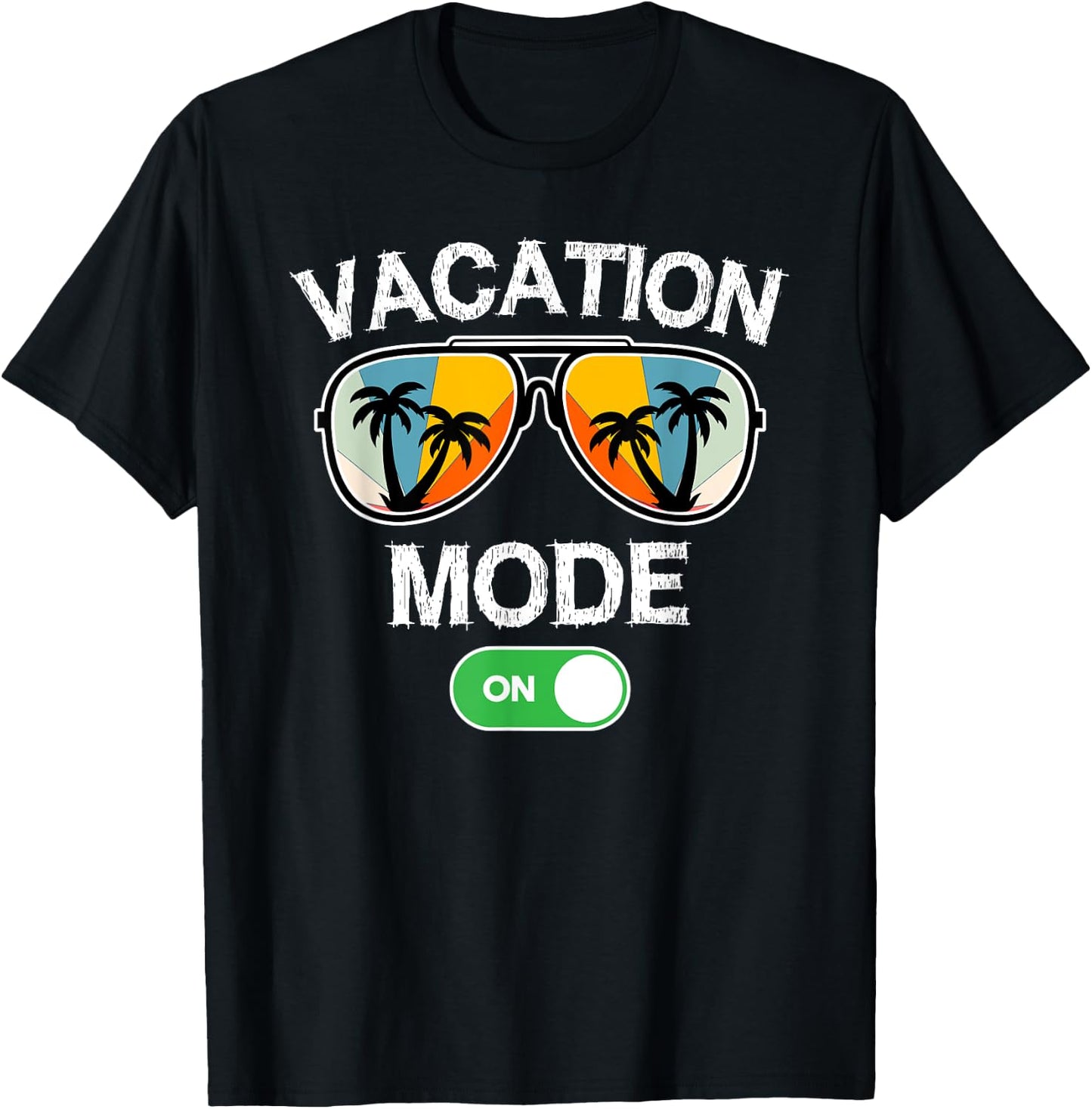 Vacation Mode On Sunglasses Retro Funny Family Matching T-Shirt - T-Shirt | Black