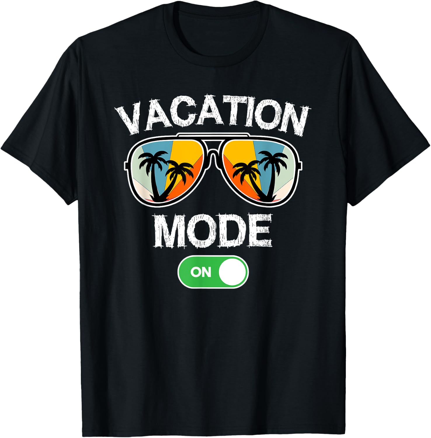 Vacation Mode On Sunglasses Retro Funny Family Matching T-Shirt - T-Shirt | Black