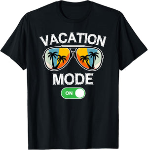 Vacation Mode On Sunglasses Retro Funny Family Matching T-Shirt - T-Shirt | Black