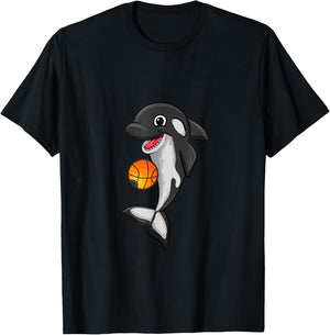Basketball Love Killer Whale Orca Lover Animal Funny T-Shirt - T-Shirt | Black
