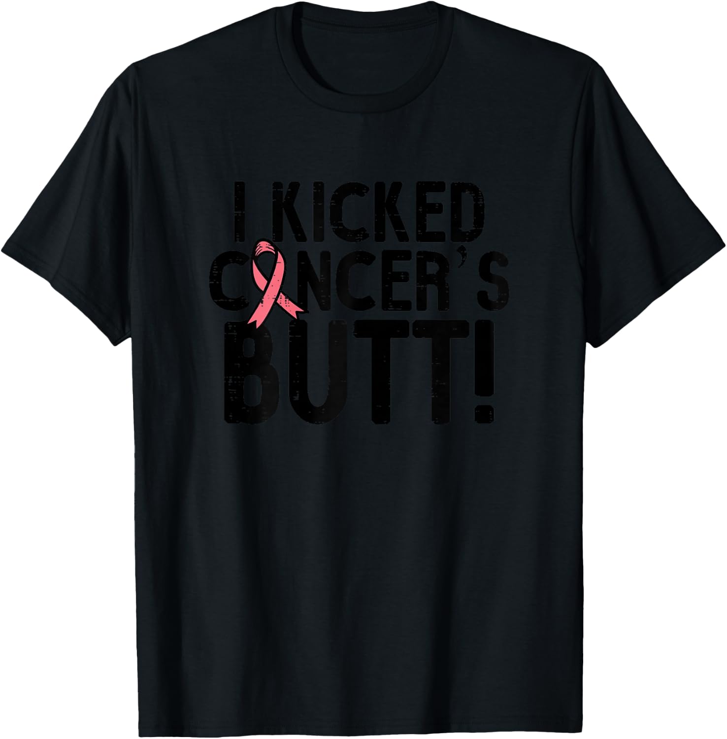I Kicked Breast Cancers Butt Pink Ribbon Survivor Women T-Shirt - T-Shirt | Black