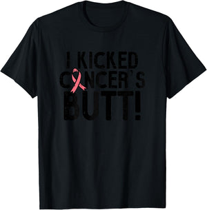 I Kicked Breast Cancers Butt Pink Ribbon Survivor Women T-Shirt - T-Shirt | Black