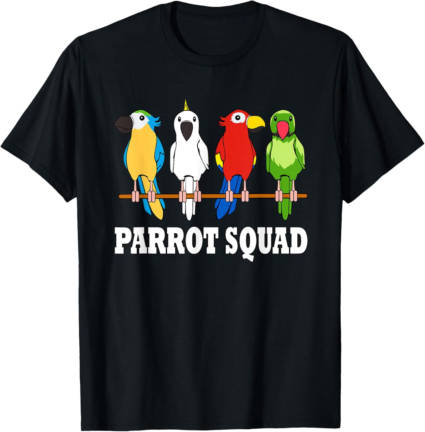 Parrot Squad Cute Team Parrot Bird T-Shirt - T-Shirt | Black