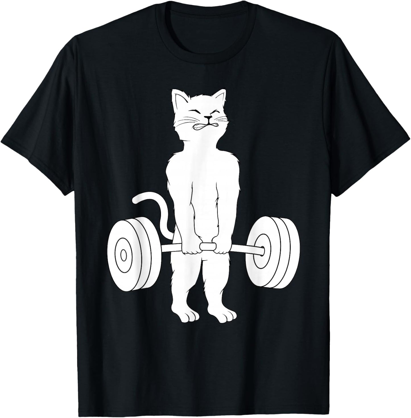 Cat Deadlift Shirt Powerlifting Kitty Weightlifting Cat T-Shirt - T-Shirt | Black