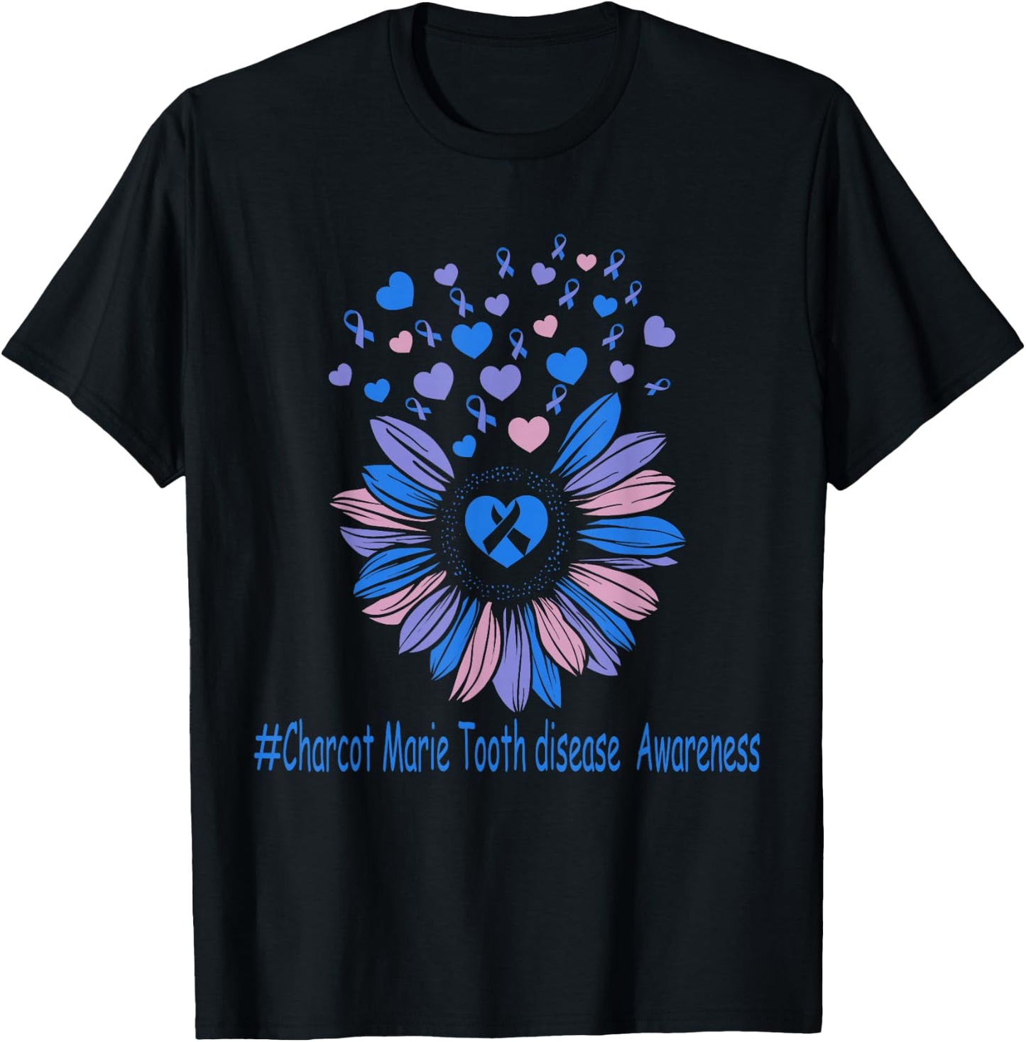 charcot marie tooth disease Awareness Sunflower T-Shirt - T-Shirt | Black