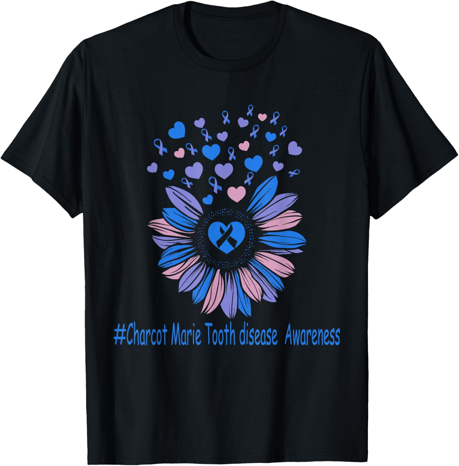 charcot marie tooth disease Awareness Sunflower T-Shirt - T-Shirt | Black