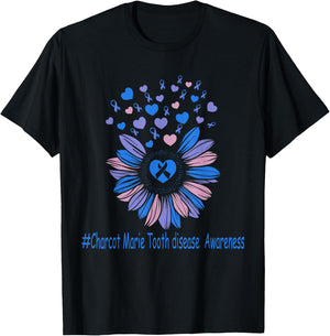 charcot marie tooth disease Awareness Sunflower T-Shirt - T-Shirt | Black
