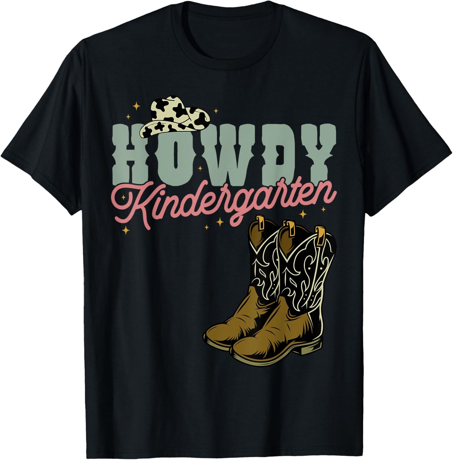 Howdy Kindergarten Cowgirl Cowboy Teacher Kindergarten T-Shirt - T-Shirt | Black