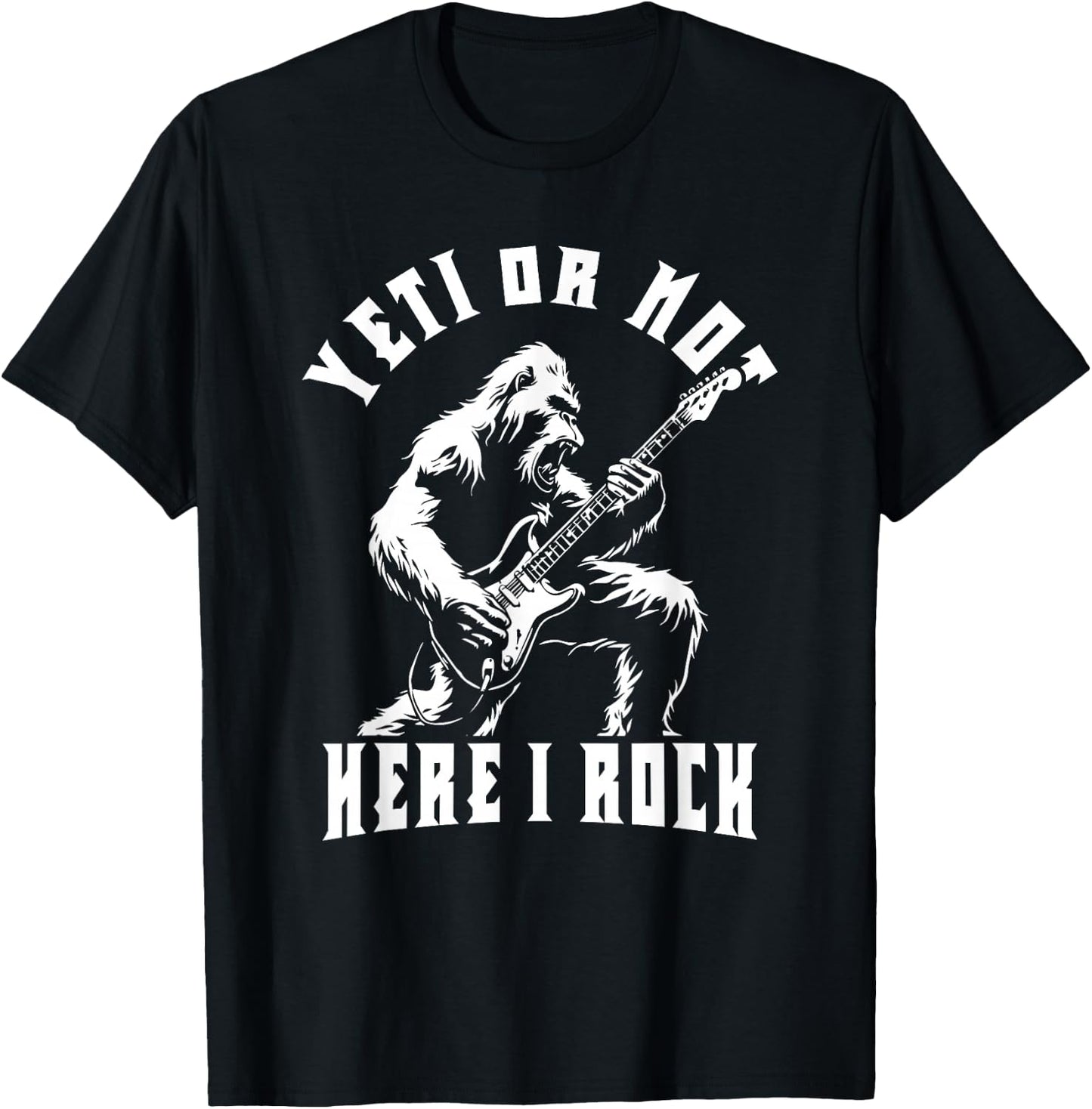 Funny Rock And Roll Bigfoot T-Shirt - T-Shirt | Black