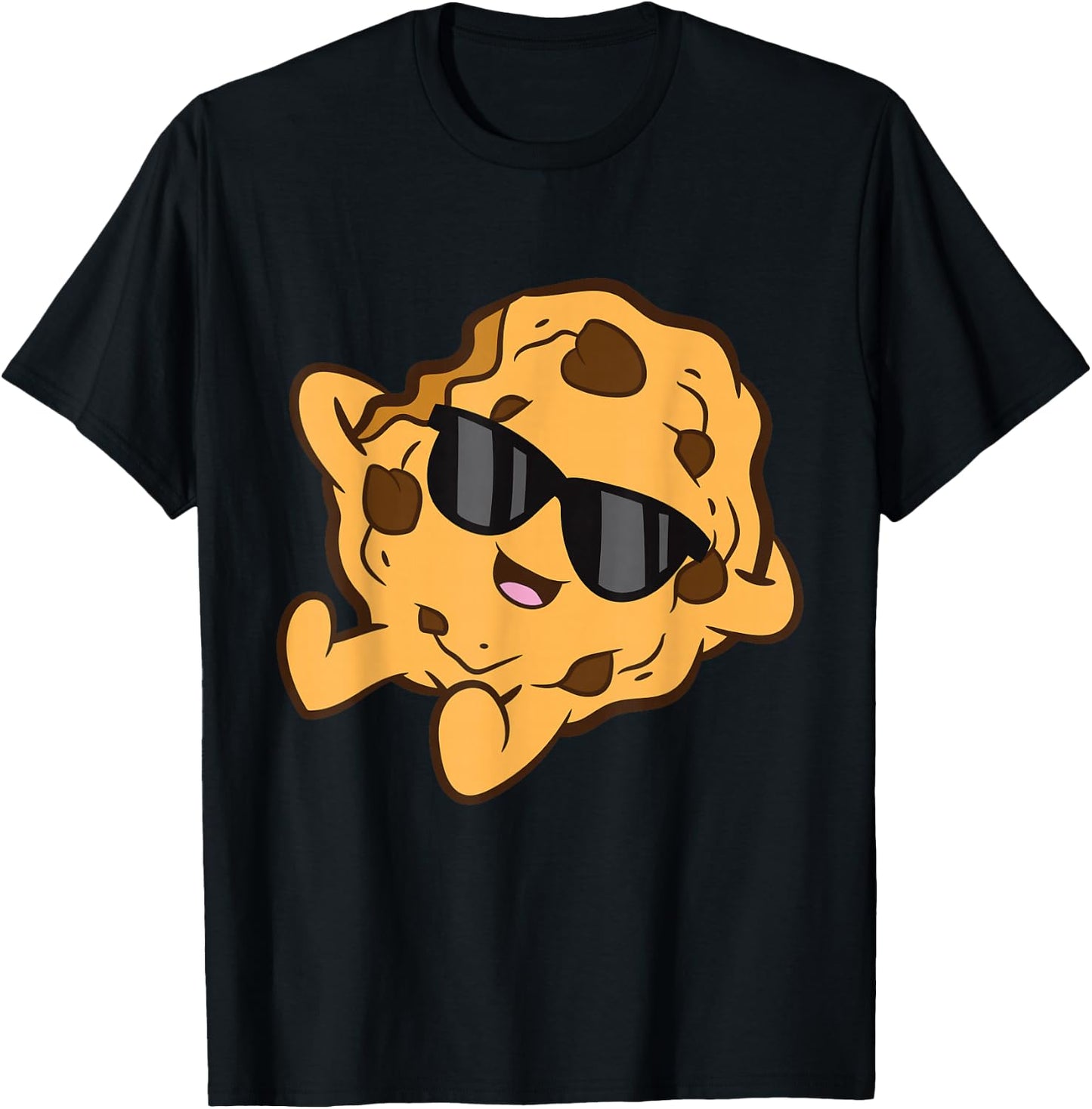 Cute Chocolate Chip Cookie For Cookie Lovers -Kids Black Kawaii Modern Graphic Small T-Shirt - T-Shirt | Black