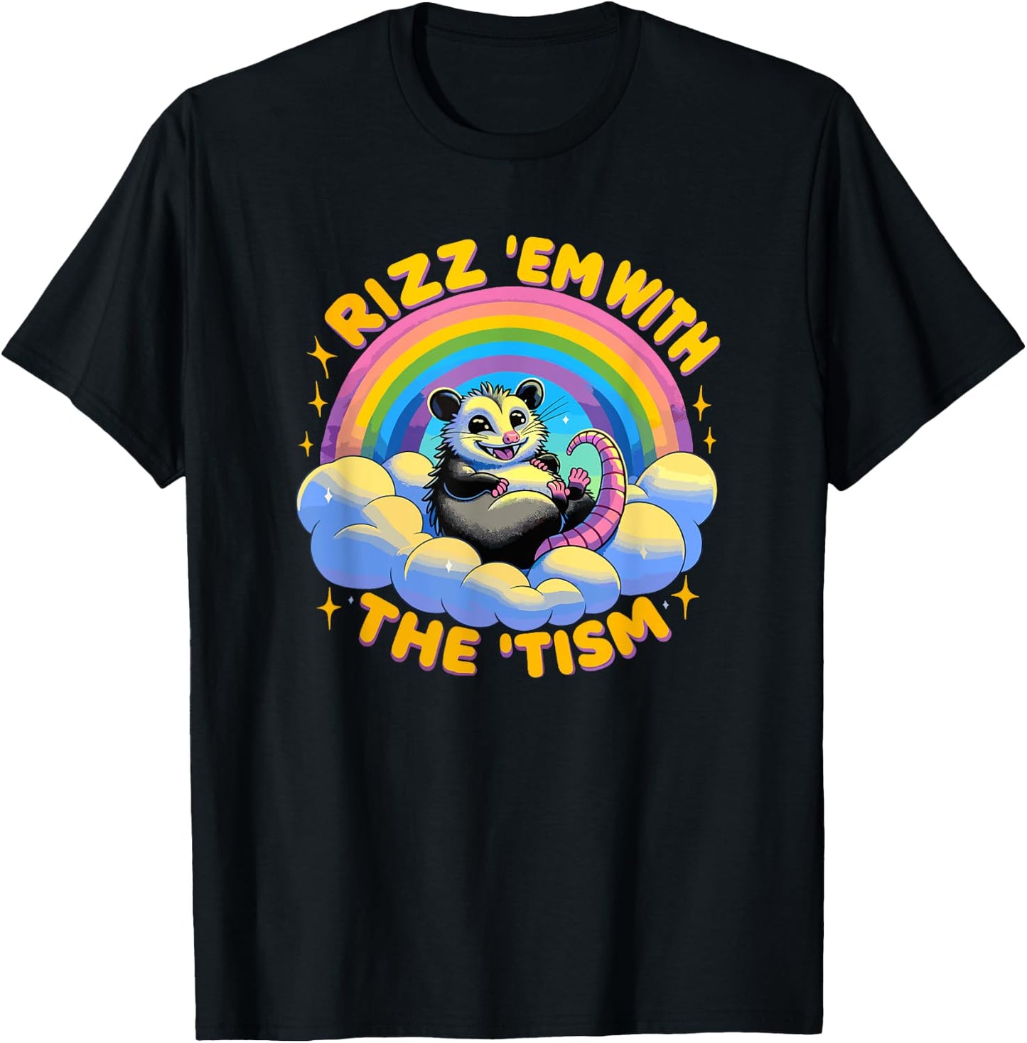 Autism Funny Rizz Em With The Tism Meme Autistic Opossum T-Shirt - T-Shirt | Black