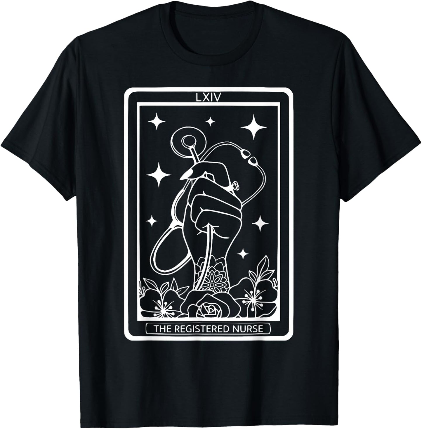 The Registered Nurse Tarot Card RN Stethoscope Witchy Nurse T-Shirt - T-Shirt | Black