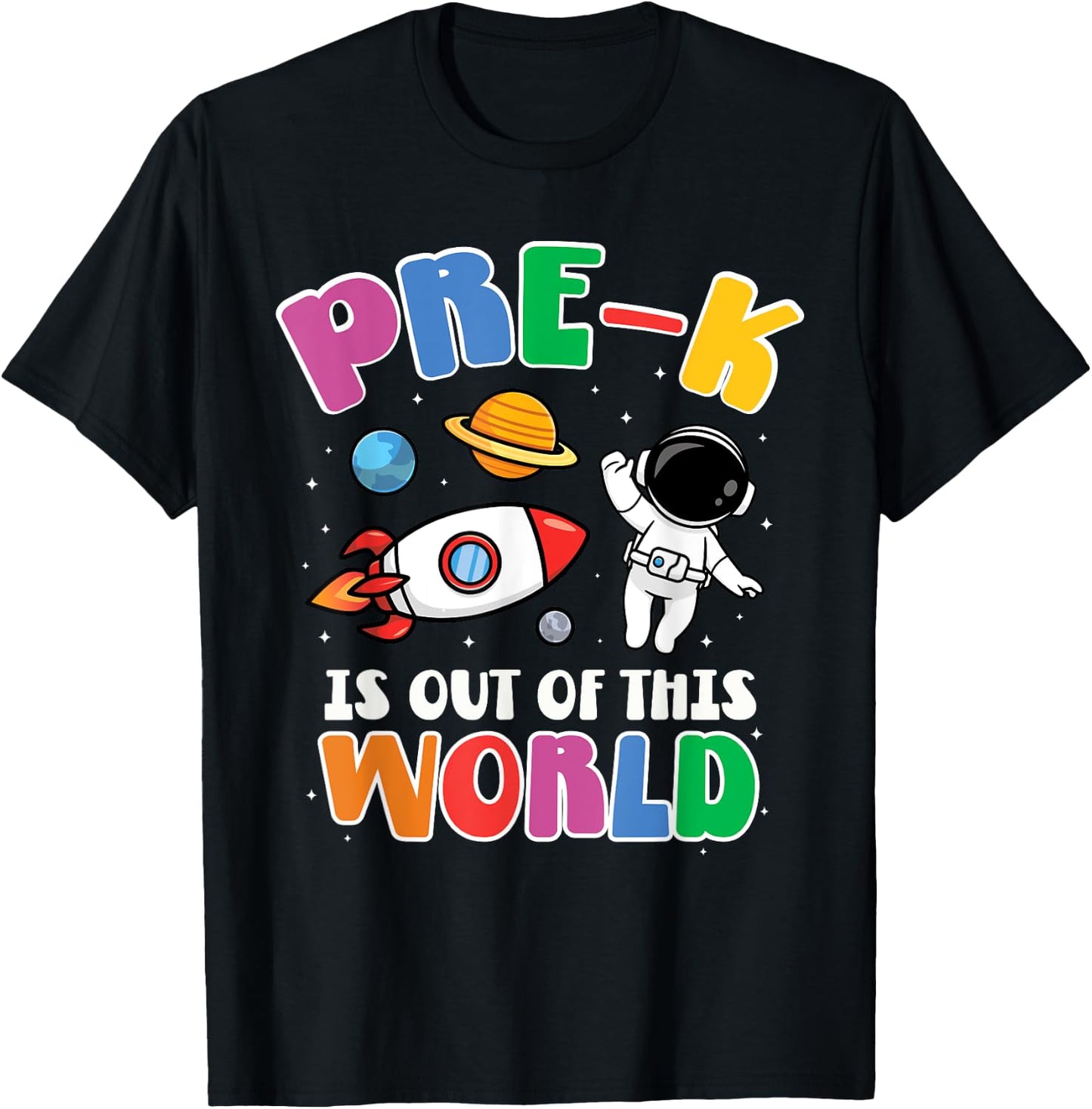 Pre-K Student Teacher Astronaut Space Back To School T-Shirt - T-Shirt | Black