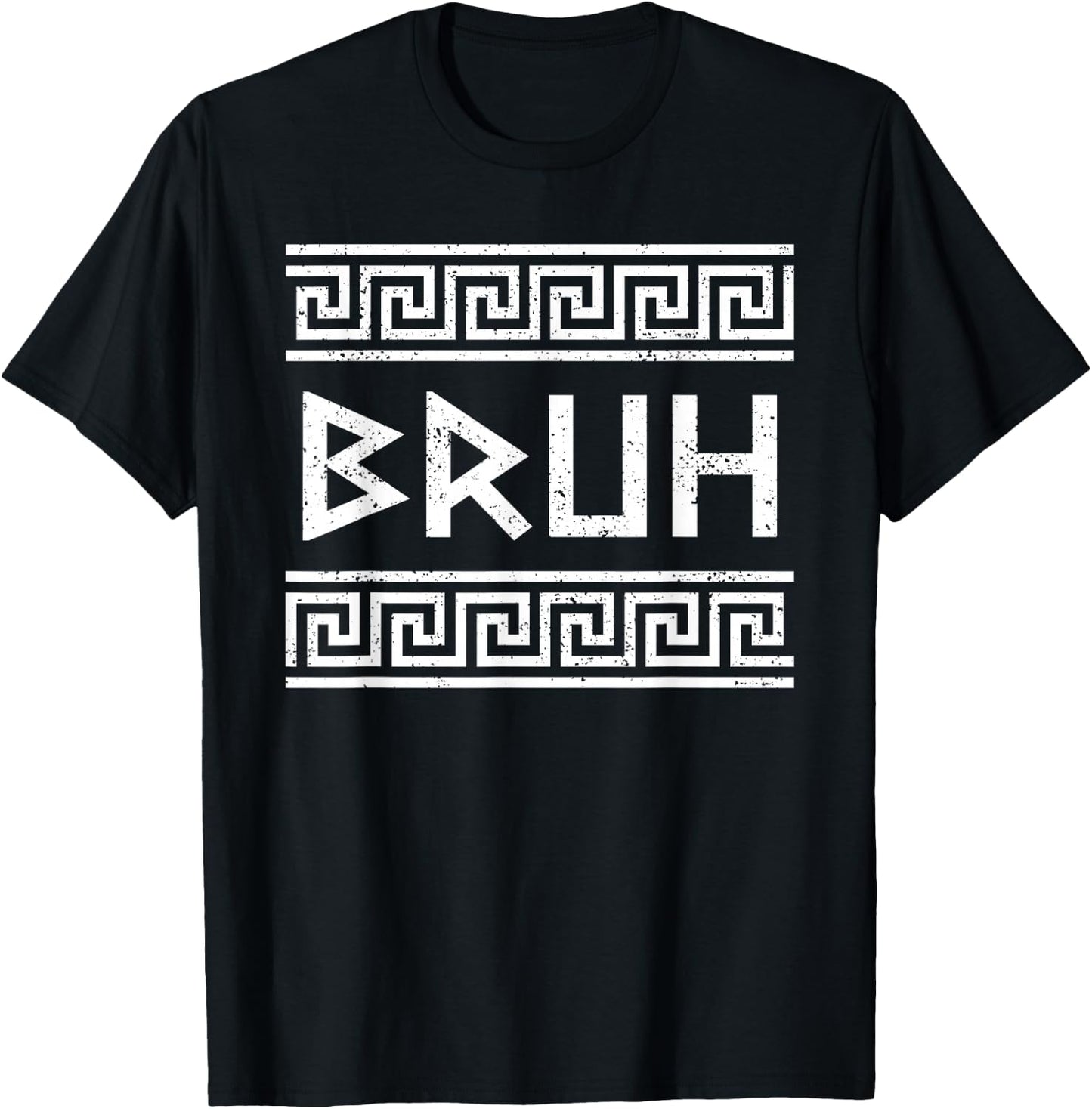 Bruh Greek Pride Greece Flag Greek Party Funny Greek Bruh T-Shirt - T-Shirt | Black