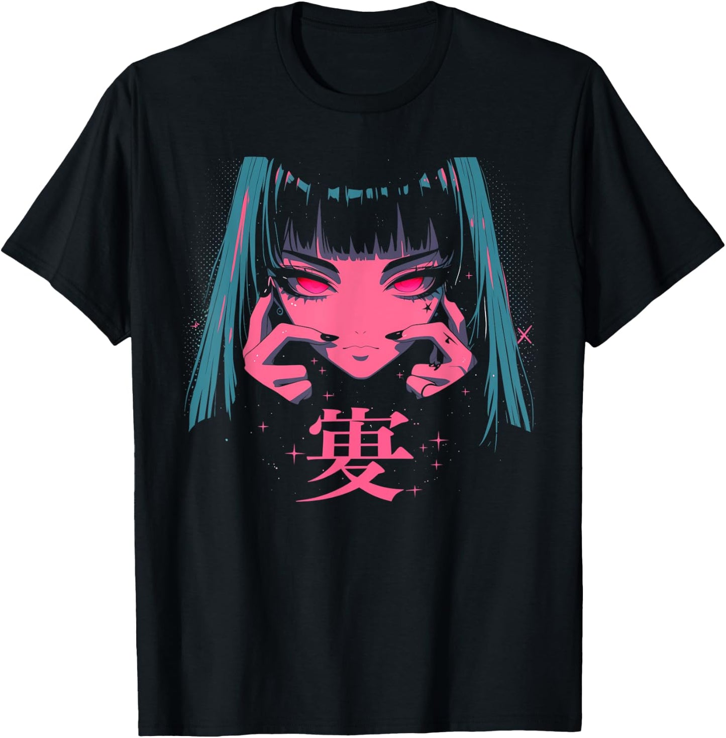 Goth Grunge Demon Anime Girl Waifu Horror Alt Aesthetic T-Shirt - T-Shirt | Black