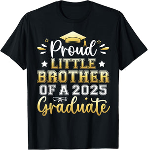 Proud Little Brother of a 2025 Graduate Senior Graduation T-Shirt - T-Shirt | Black