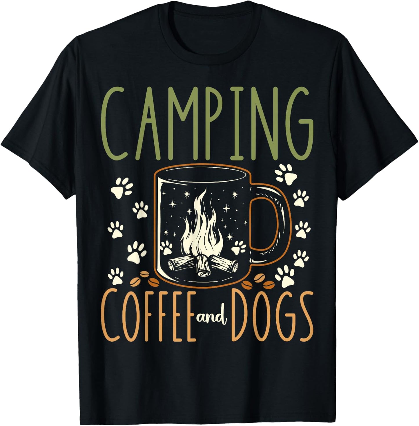 Camping Coffee And Dogs T-Shirt - T-Shirt | Black