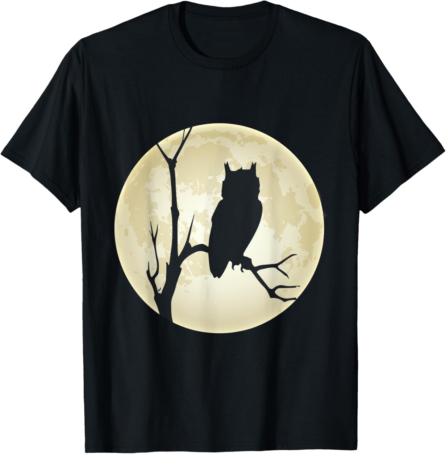 Moon, owl and tree the nocturnal bird in his element T-Shirt - T-Shirt | Black