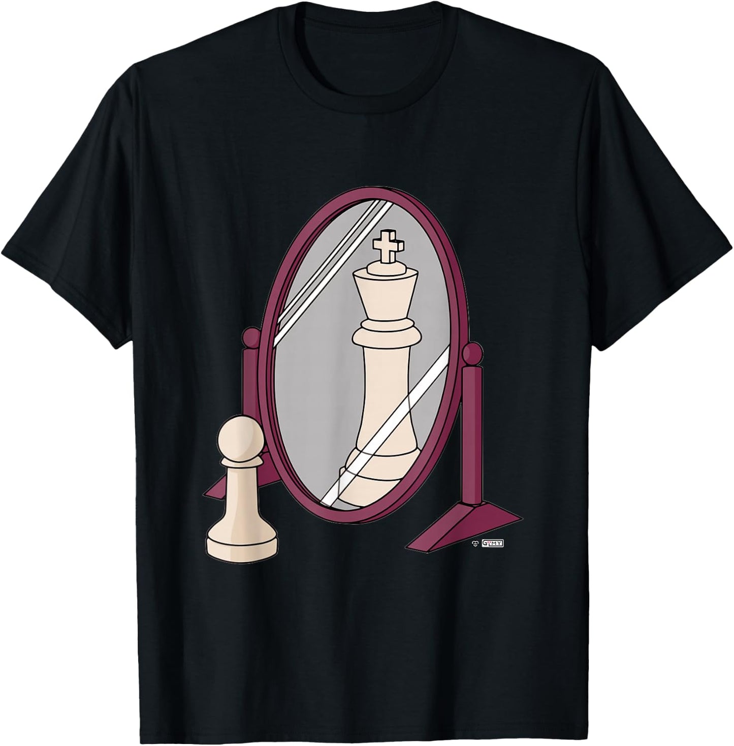 Funny Pawn King Reflection, Pawn King Chess Reflection T-Shirt - T-Shirt | Black