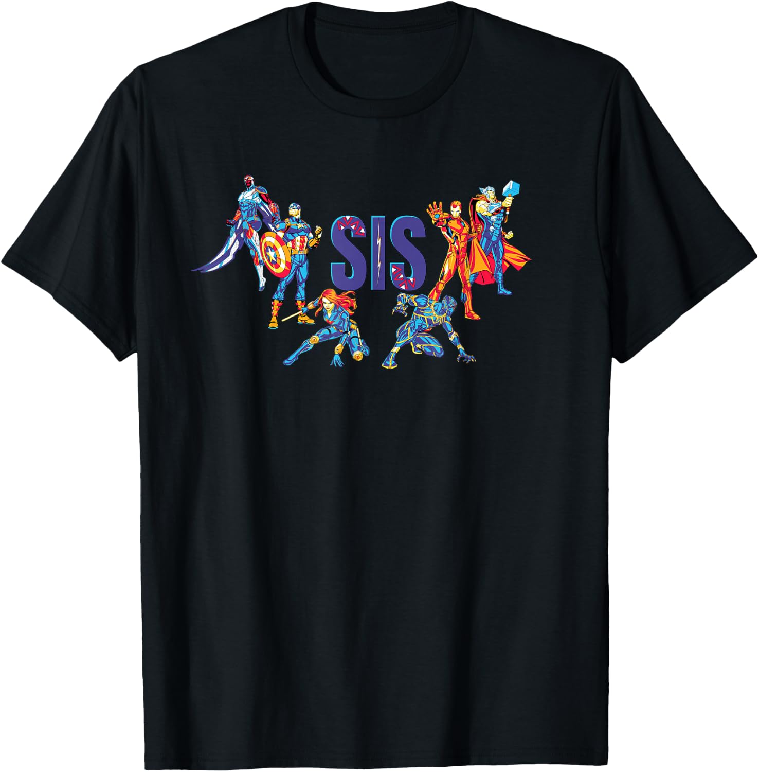Marvel Super Heroes Avengers Family Vacation Trip Sis T-Shirt - T-Shirt | Black