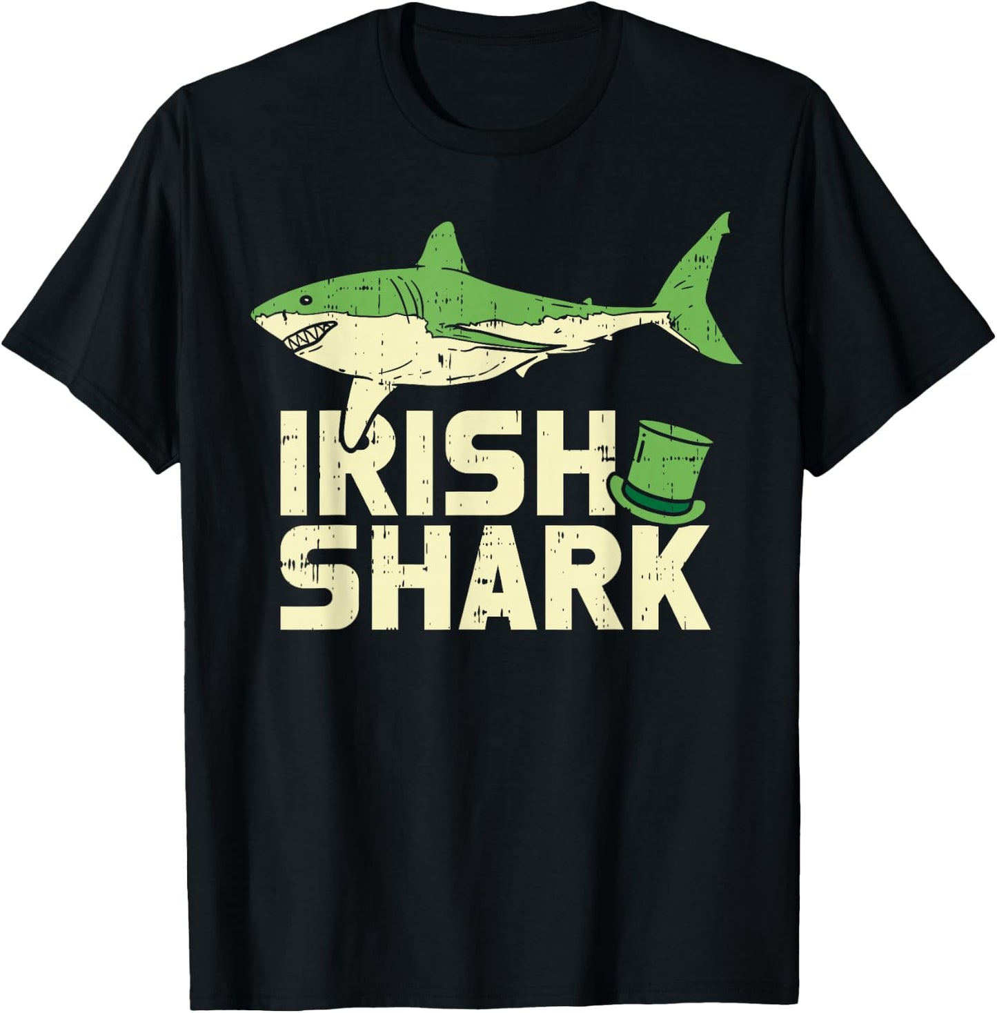 Green Irish Shark Funny St Patricks Day Animal Boys Gift T-Shirt - T-Shirt | Black