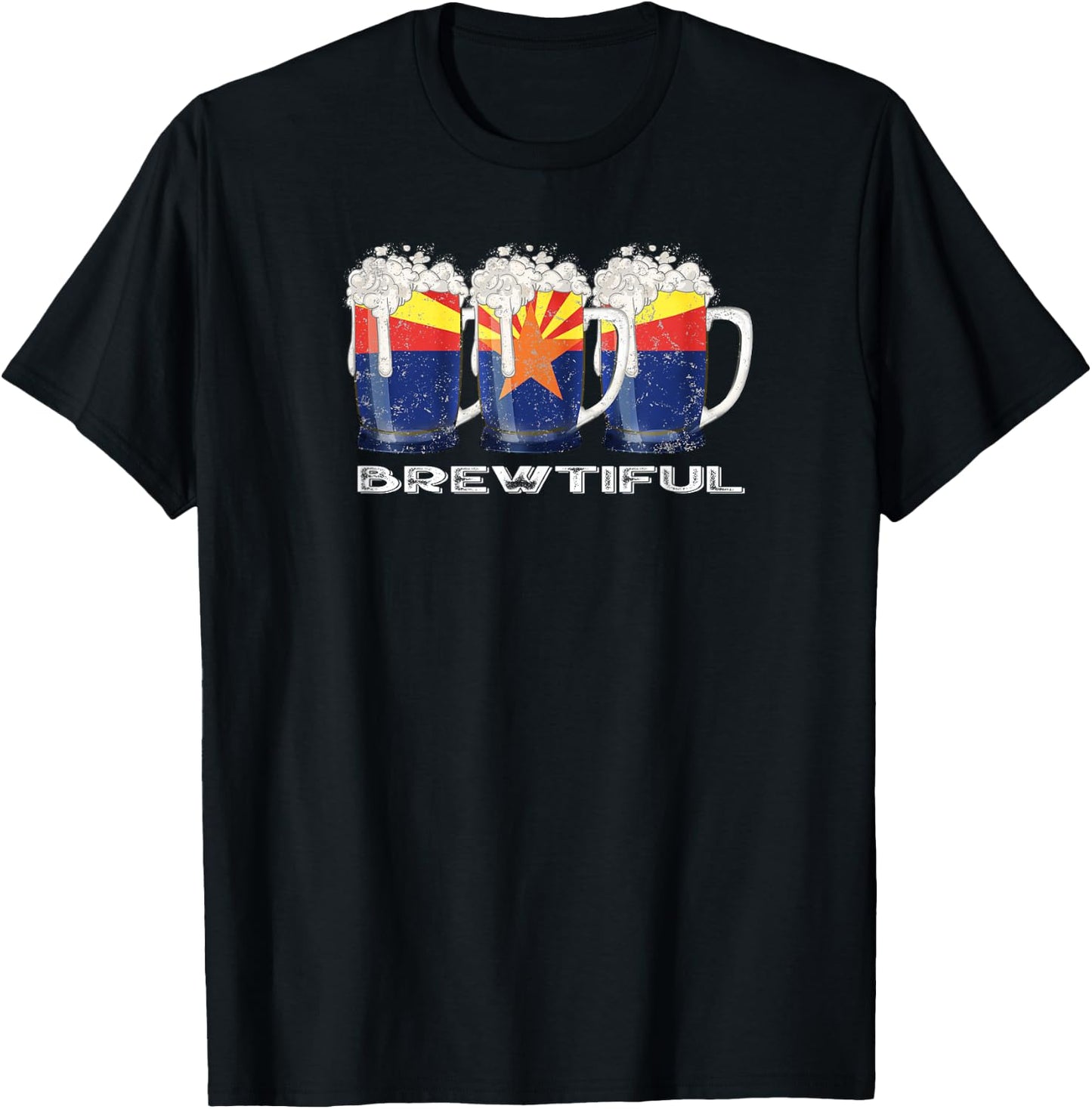 Beer Lover Funny Brewtiful AZ Arizona State Flag T-Shirt - T-Shirt | Black