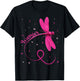 Pink Dragonfly Breast Cancer Warrior T-Shirt - T-Shirt | Black