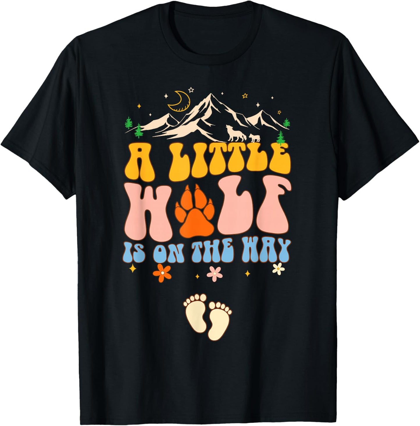 Pregnancy Announcement Mommy Little A Wolf Is On The Way T-Shirt - T-Shirt | Black