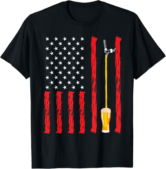 American Flag Craft Beer Brewery Design T-Shirt - T-Shirt | Black