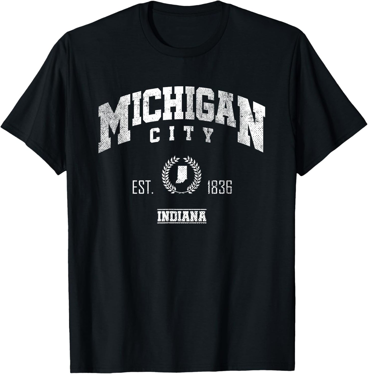 Michigan City IN | Indiana Throwback Sports T-Shirt - T-Shirt | Black