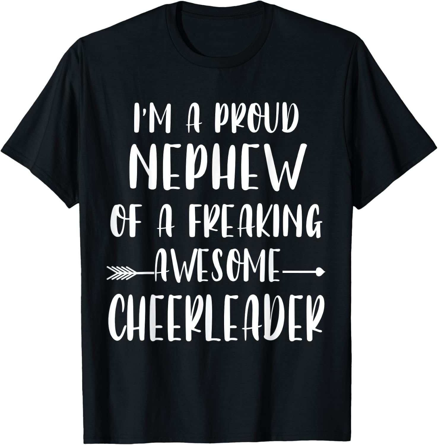 Funny I'm A Proud Cheer Nephew Of A Cheerleader Xmas T-Shirt - T-Shirt | Black