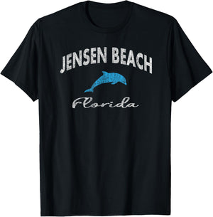 Vintage Jensen Beach FL Dolphin T Shirt T-Shirt - T-Shirt | Black