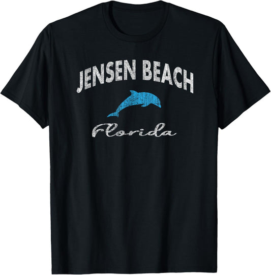 Vintage Jensen Beach FL Dolphin T Shirt T-Shirt - T-Shirt | Black