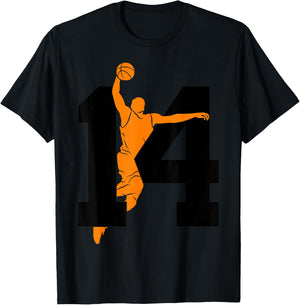 Number 14 Years Basketball 14th Birthday T-Shirt - T-Shirt | Black