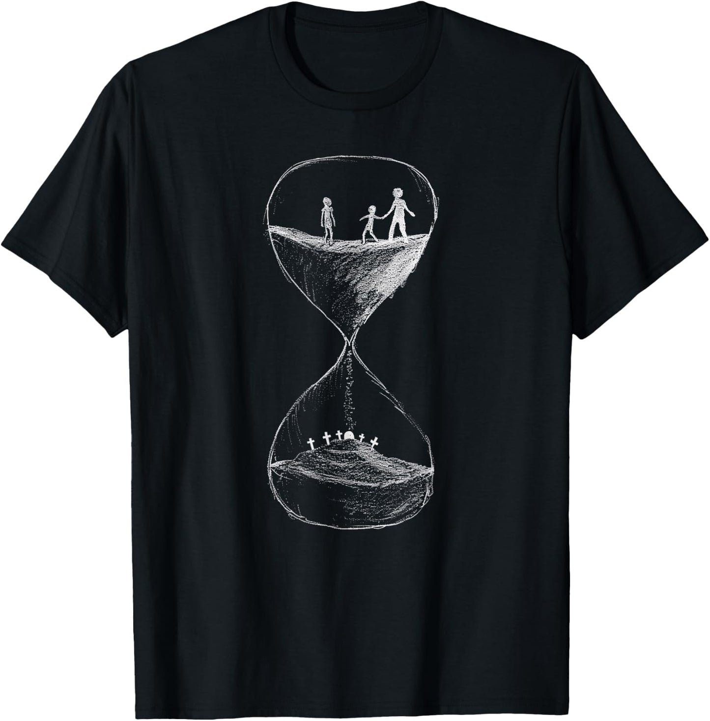 Time Hourglass Life Death Cycle Cemetery Alt Goth Aesthetic T-Shirt - T-Shirt | Black