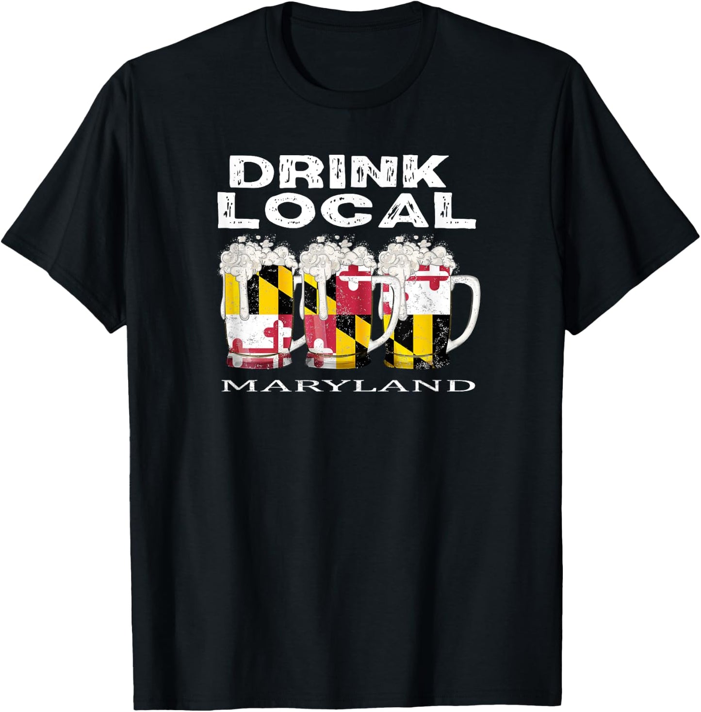 Beer Lover Mug Funny MD Maryland State Flag USA T-Shirt - T-Shirt | Black