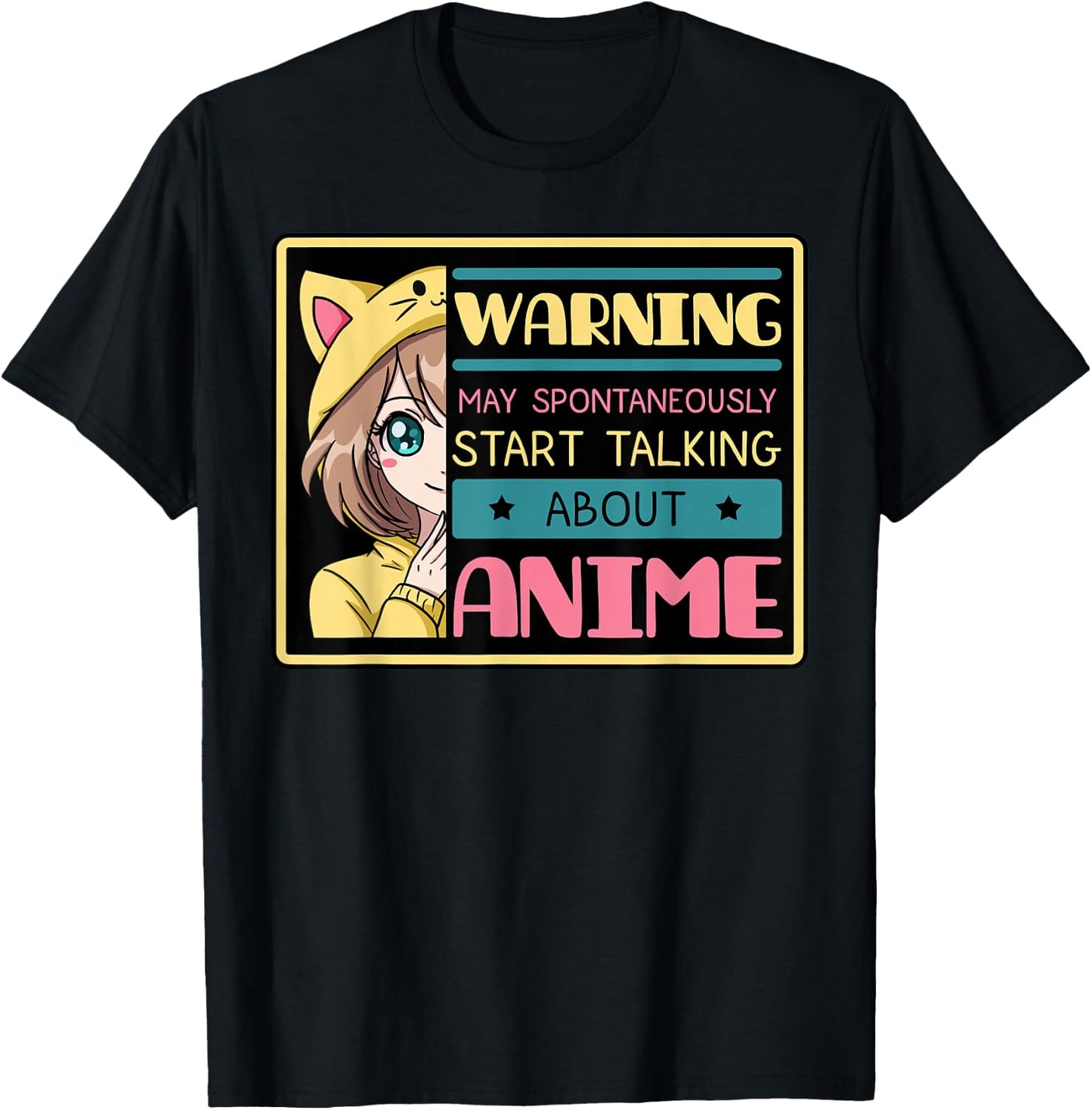 Warning May Spontaneously Start Talking About Anime T-Shirt - T-Shirt | Black