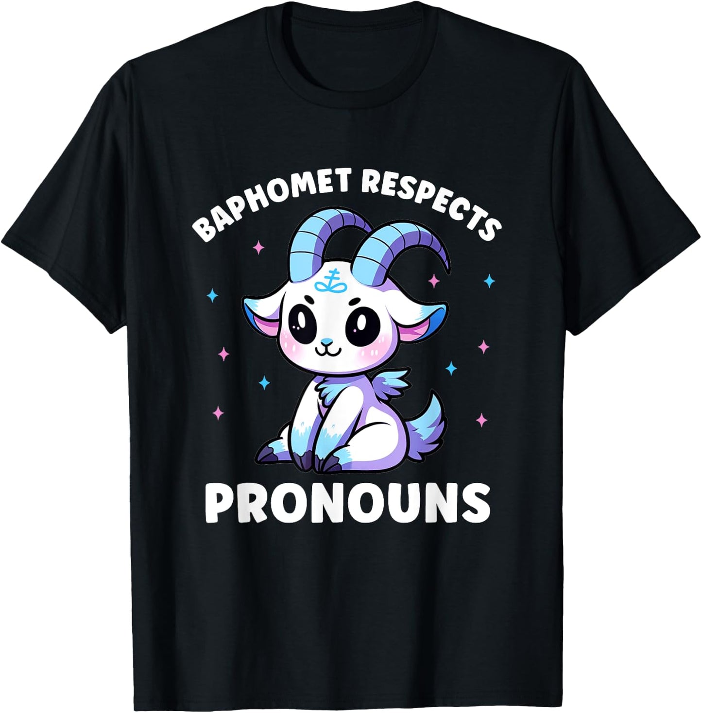 Transgender Baphomet Respects Pronouns Trans Pride T-Shirt - T-Shirt | Black